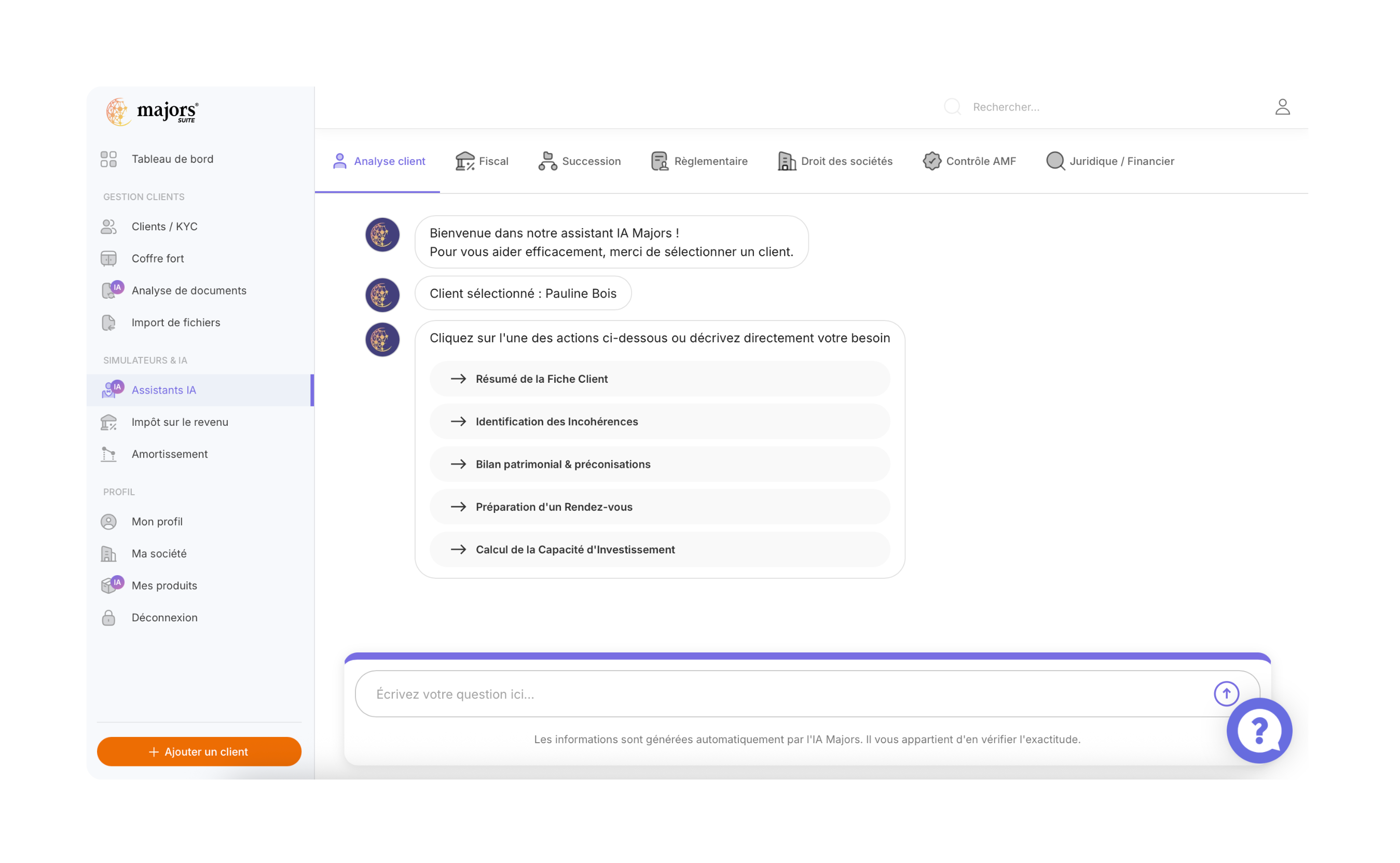 Un diagnostic patrimonial automatisé - Suite Majors